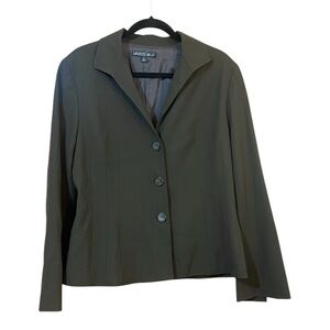 Lafayette 148 Blazer Virgin Wool Button Split Cuff Chocolate Brown Women Sz 14